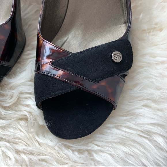 Stuart Weitzman Tortoise Leather Suede Heel Pumps - Picture 3 of 15